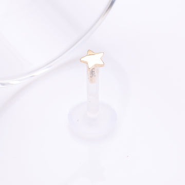 Detail View 1 of 14 Karat Gold Star Plate Top Bio-Flex Labret